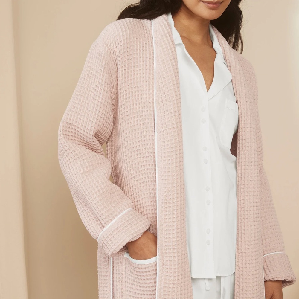Boll & Branch Women's Pink Waffle Knit Robe